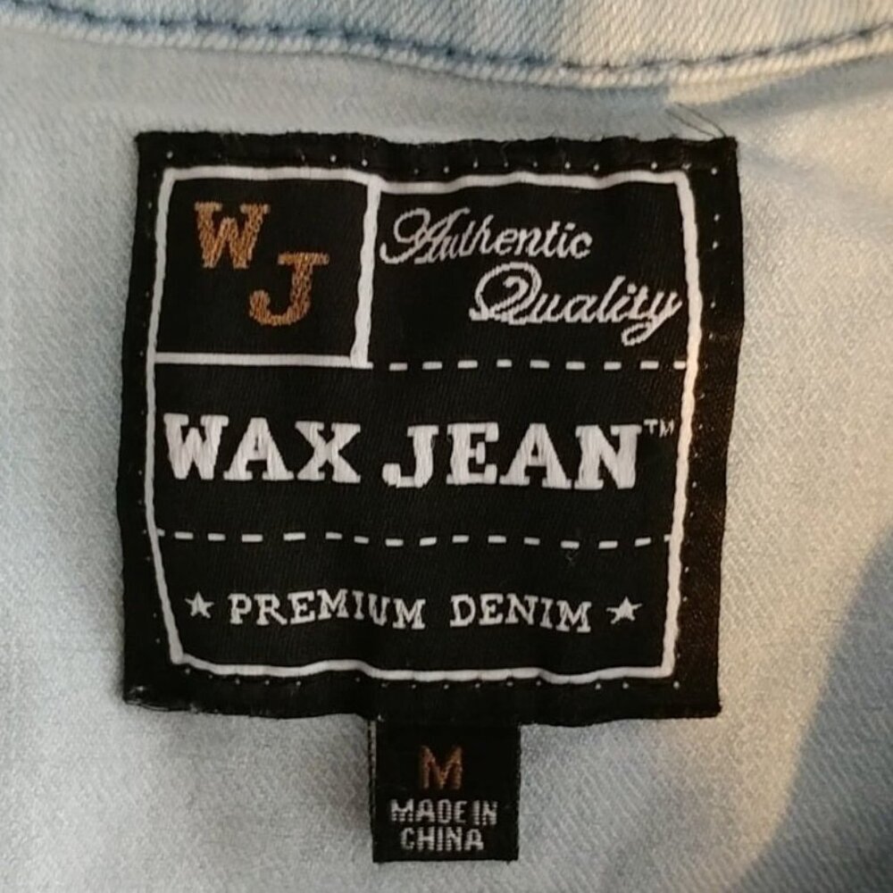 Wax Jean Women's Blue Button Down Western Designer Grunge Denim Vest Top Size M - Picture 3 of 7